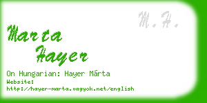 marta hayer business card